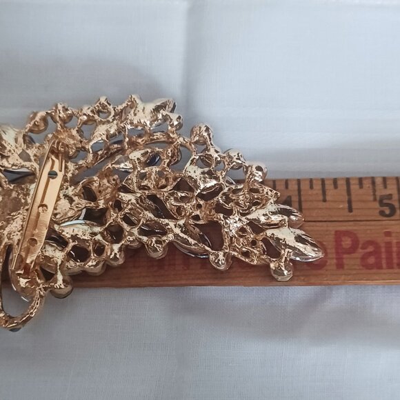 Beautiful 4" Blue Rhinestone Brooch - Picture 3 of 4